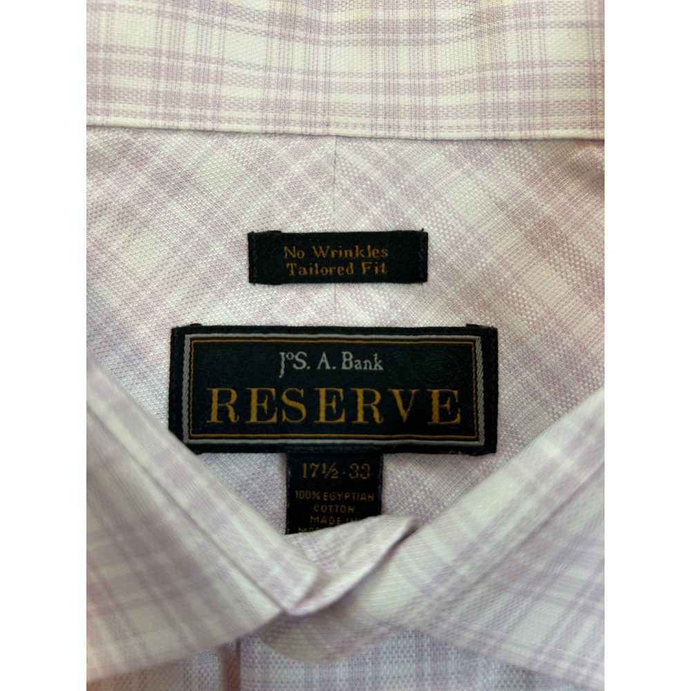 JOS A BANK RESERVE Mens 17.5 33 Tailored Fit No Wrinkles Egyptian Cotton Shirt